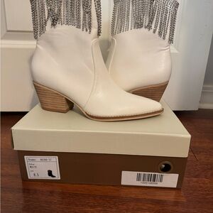 White Fringe Ankle Boots NEVER WORN